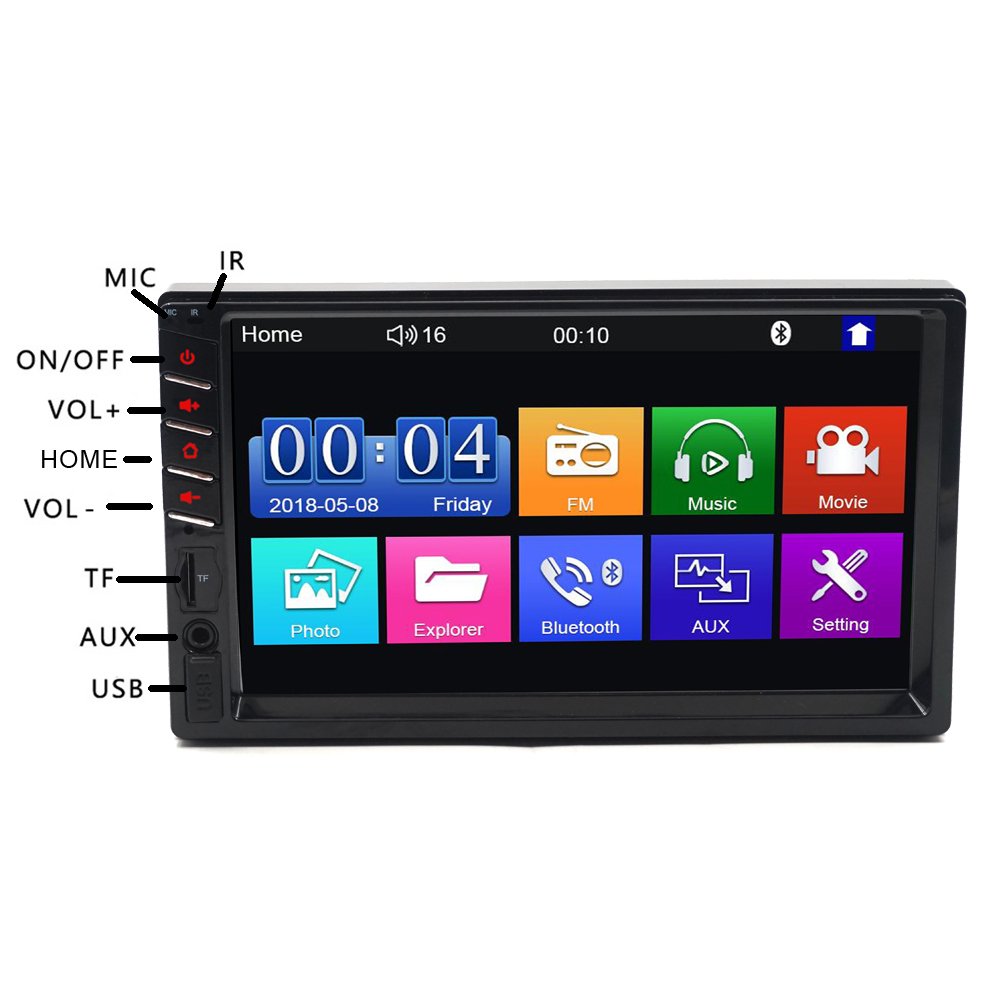 HD full touch screen 7inch 2 din car radio support mirror link