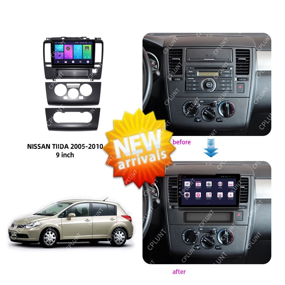 Car DVD Player Frame FOR NISSAN TIIDA 2005-2010 9INCH Touch screen Android radio Farme stereo
