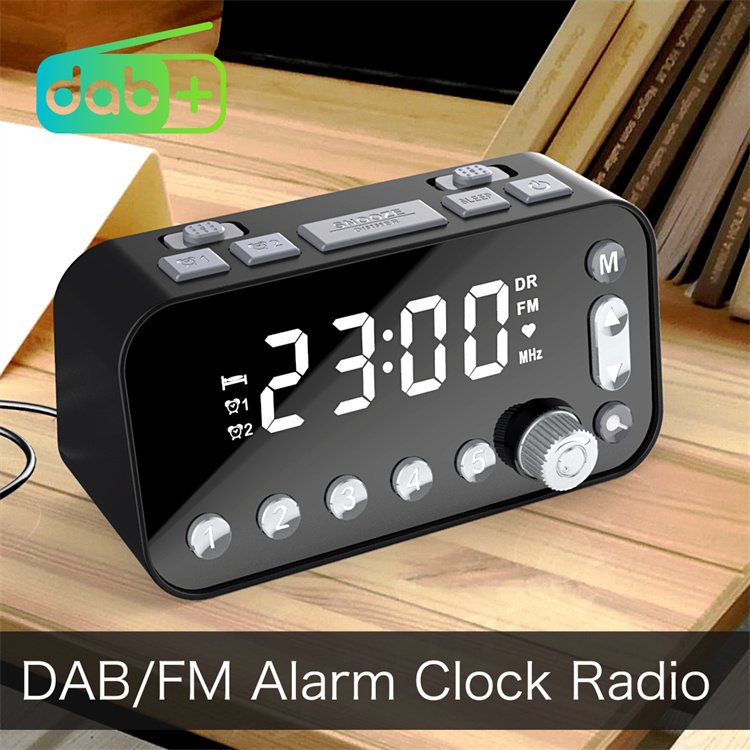 DAB+/FM Radio with 3 Adjustable Brightness Portable Alarm Clock Speaker