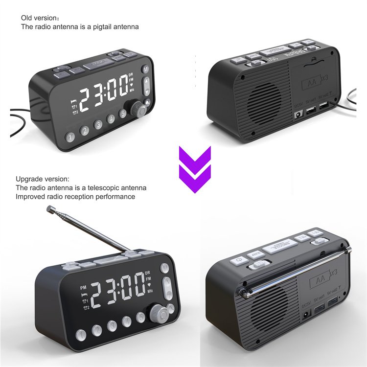 DAB+/FM Radio with 3 Adjustable Brightness Portable Alarm Clock Speaker