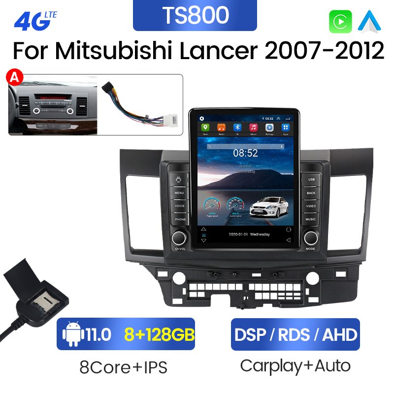 IPS Screen 4G LTE Car play Android System Car Radio For Mitsubishi Lancer 2007-2012 Gps Navigation Car Video