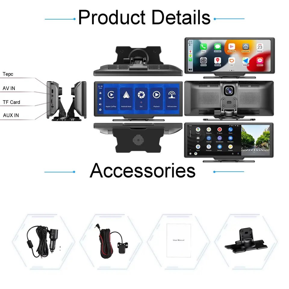 Universal Mirror Link Car Player 10.26 Inch Touch Screen Car Radio Android Apple Car Play Stereo Split Screen Gps Wifi Carplay