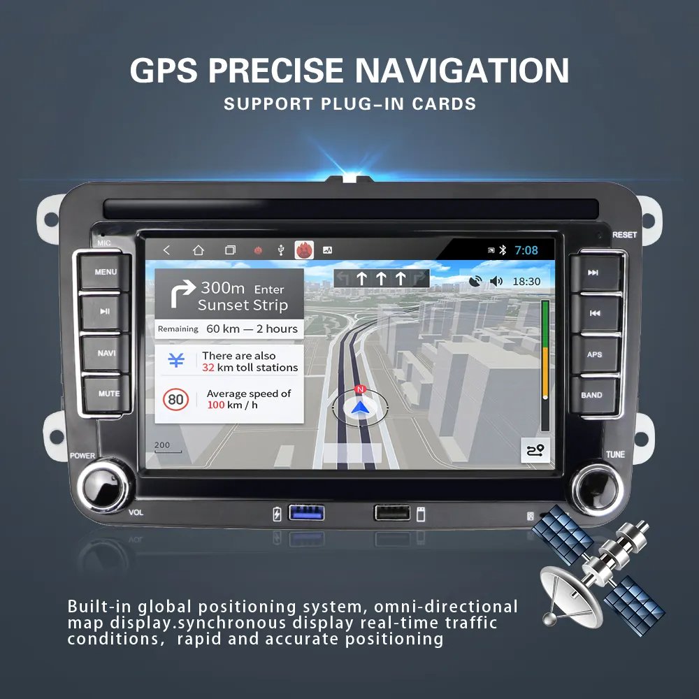 Double Din Android Car Radio 7" Autoradio WIFI GPS USB For VW/Skoda/Seat/Octavia/Golf 5/6/Touran/Passat B6/B7/Jetta