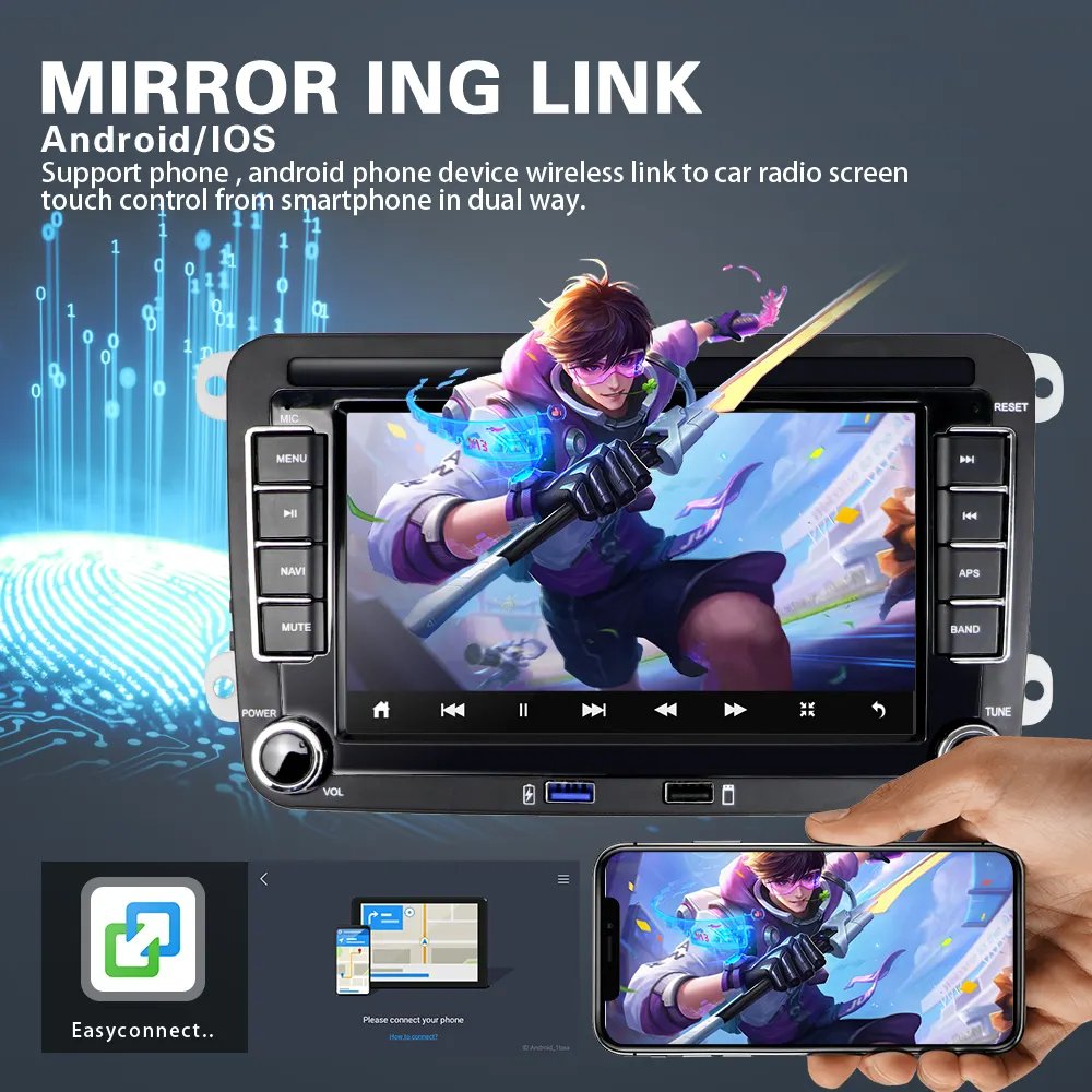 Double Din Android Car Radio 7" Autoradio WIFI GPS USB For VW/Skoda/Seat/Octavia/Golf 5/6/Touran/Passat B6/B7/Jetta