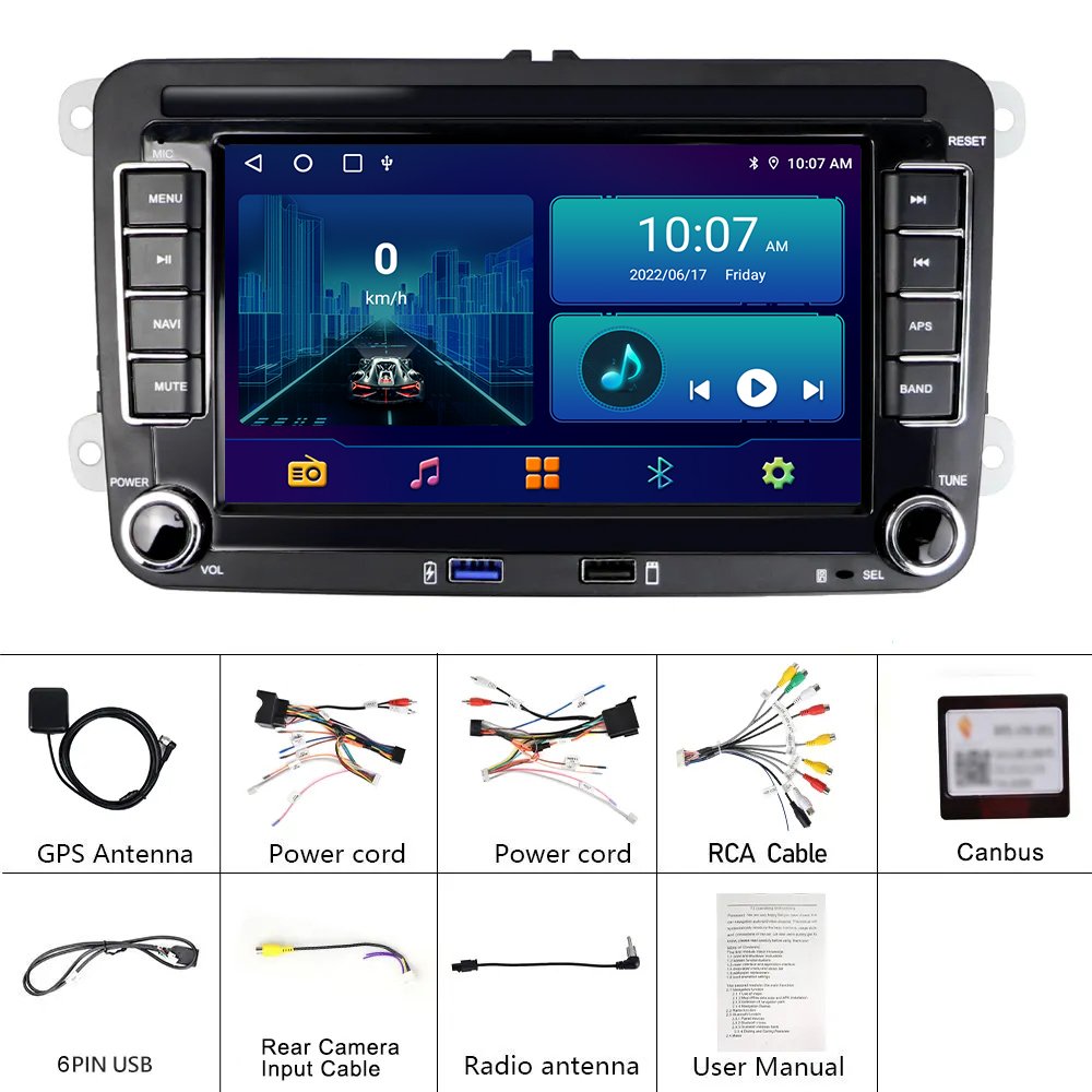 Double Din Android Car Radio 7" Autoradio WIFI GPS USB For VW/Skoda/Seat/Octavia/Golf 5/6/Touran/Passat B6/B7/Jetta