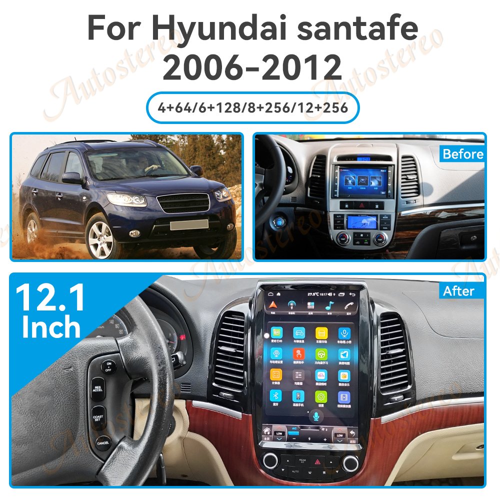 Android 10.0 For Hyundai Santa Fe 2006 2007 2008-2012 Car GPS Navigation Headunit Auto Stereo Radio Tape Recorder Multimedia IPS
