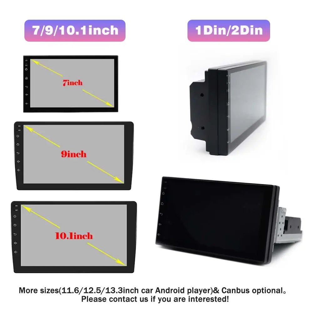 1+16G Auto radio 2 din / 1 din Universal 7'' 9'' 10'' Android 13 Car DVD Player Car Touch Screen Pantallas Para Auto