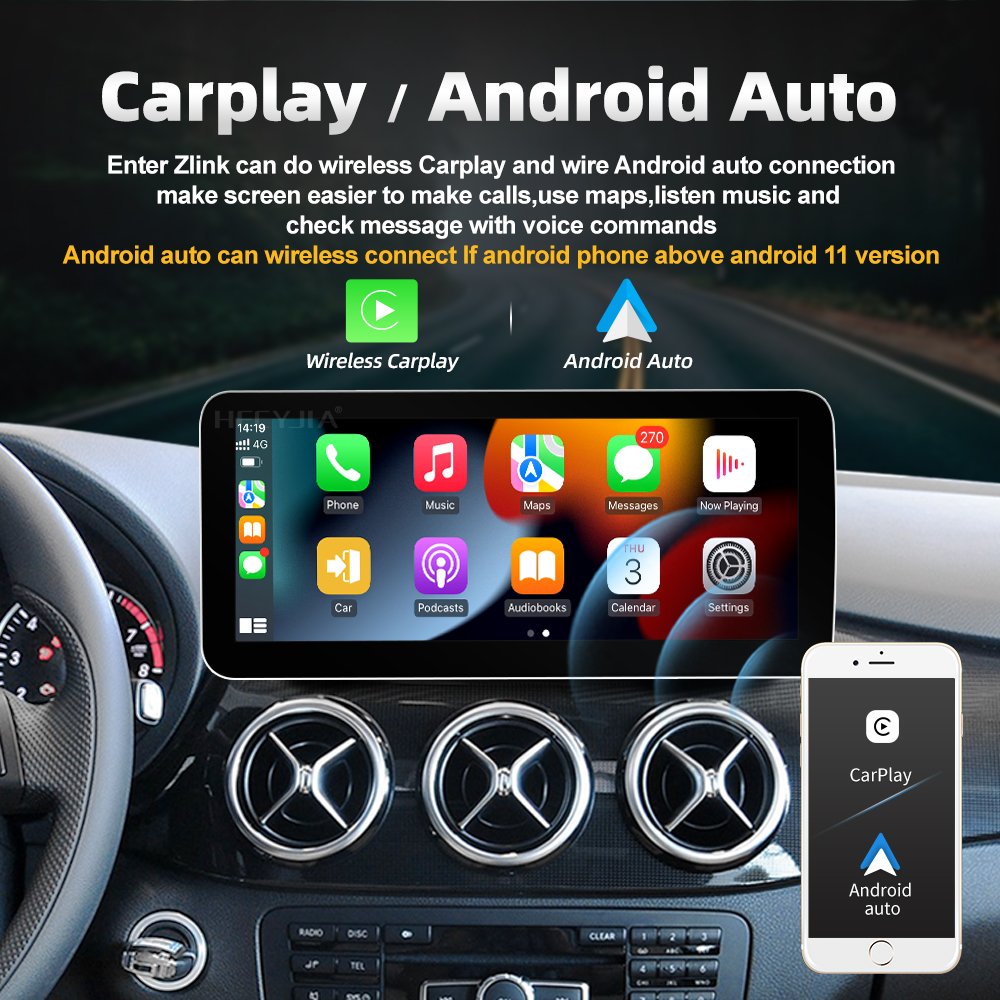 New 12.3 Inch Touch Screen Car Radio Stereo GPS Android Auto Carplay WIFI 4G SIM for Mercedes B Class W246 2011-2018 Dashboard