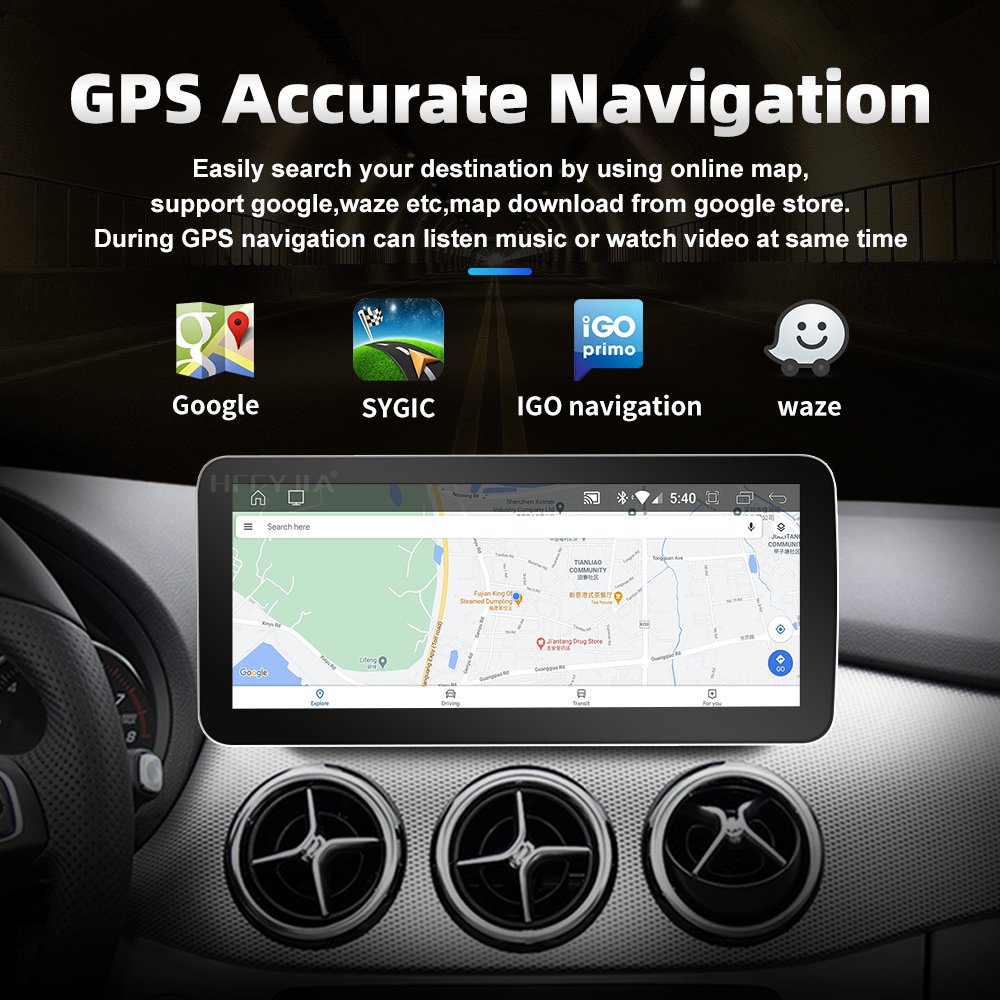 New 12.3 Inch Touch Screen Car Radio Stereo GPS Android Auto Carplay WIFI 4G SIM for Mercedes B Class W246 2011-2018 Dashboard