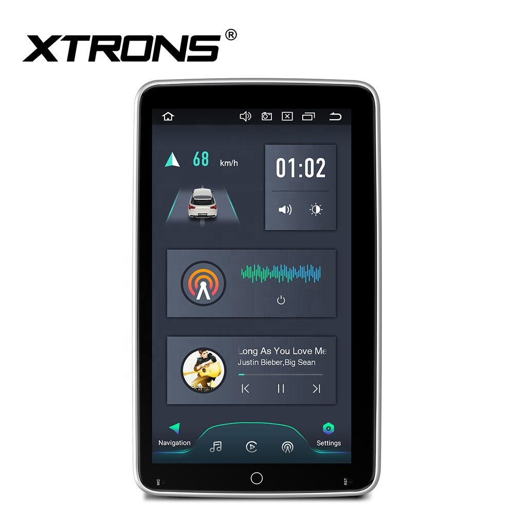 XTRONS 10.1" Rotatable QLED Car Screen Android Universal Single Din Car Stereo Carplay Android Auto 4G LTE Car Radio