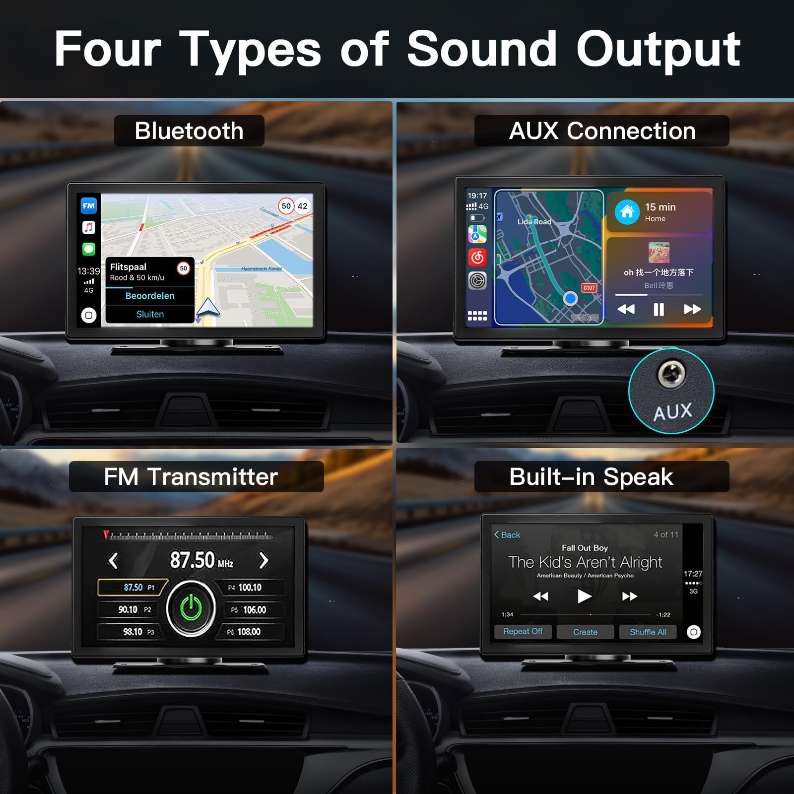 CARABC 9 Inch Carplay Screen Apple Wireless And Android Auto Car Touch Screen Display Rear Camera MP5 Radio Video Car Player