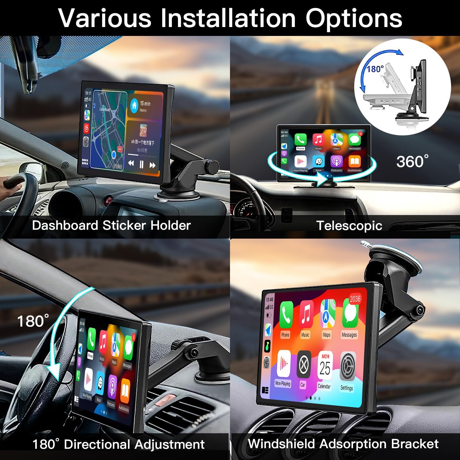 CARABC 9 Inch Carplay Screen Apple Wireless And Android Auto Car Touch Screen Display Rear Camera MP5 Radio Video Car Player