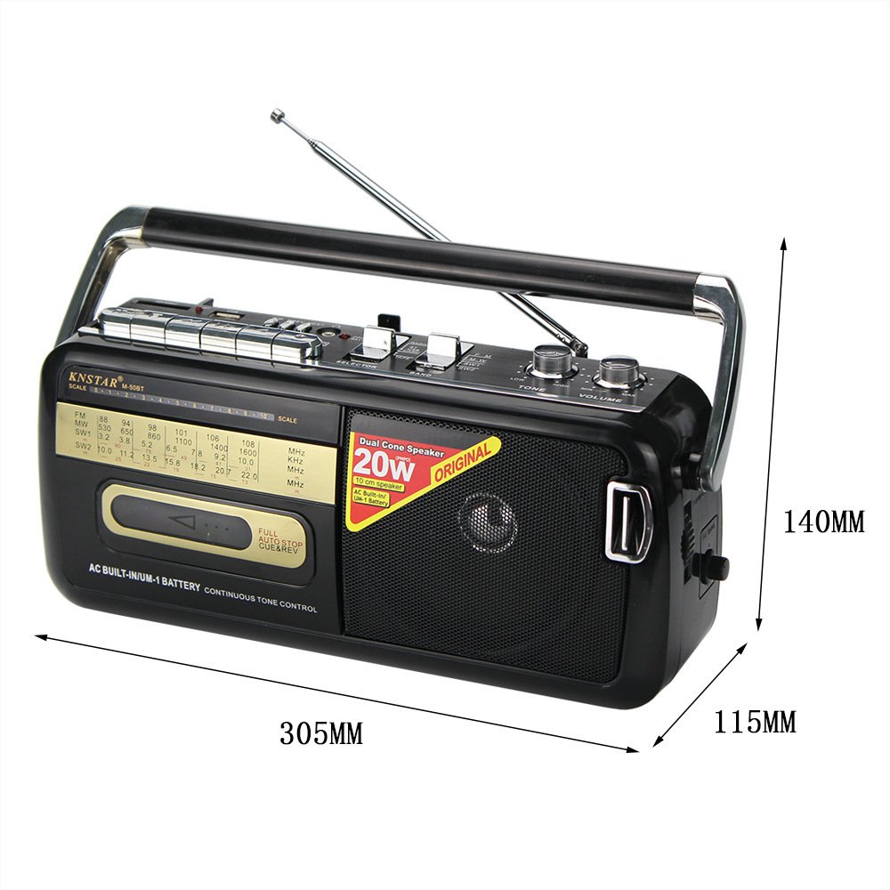 Retro Tape Recorder Cassette Player Outdoor Speaker AM FM SW 4 Bands Radio USB SD Mp3 Player Records Players