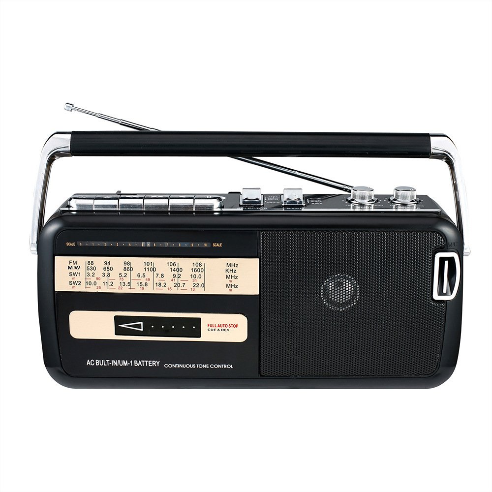 Retro Tape Recorder Cassette Player Outdoor Speaker AM FM SW 4 Bands Radio USB SD Mp3 Player Records Players