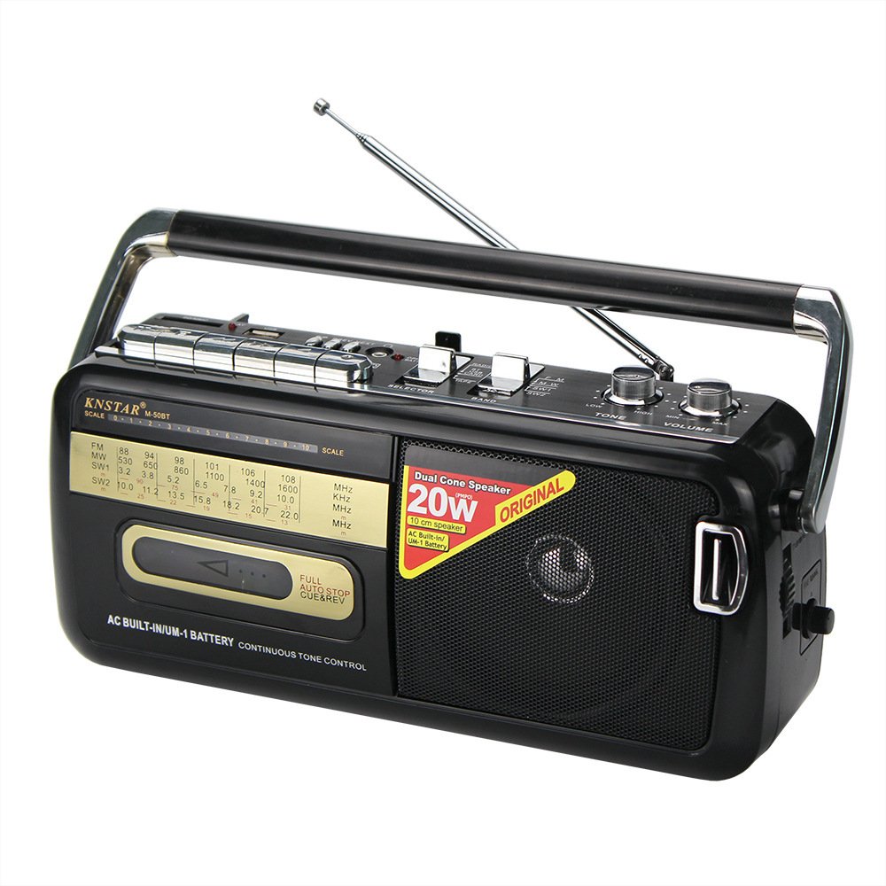 Retro Tape Recorder Cassette Player Outdoor Speaker AM FM SW 4 Bands Radio USB SD Mp3 Player Records Players