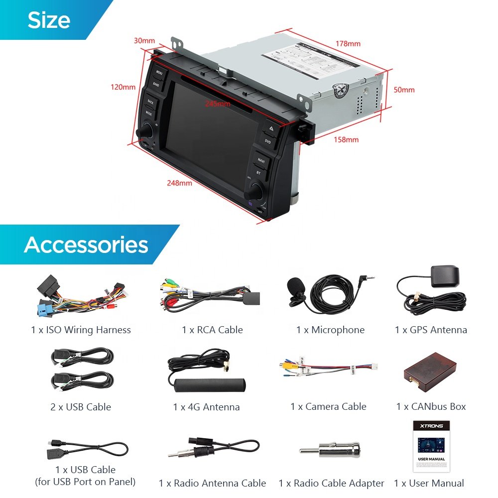 XTRONS 7" Android 12 8G 128G Car GPS Navigation For BMW E46 MG ZT Rover 75 Car Android Player 1 Din Android Car Radio de Coche