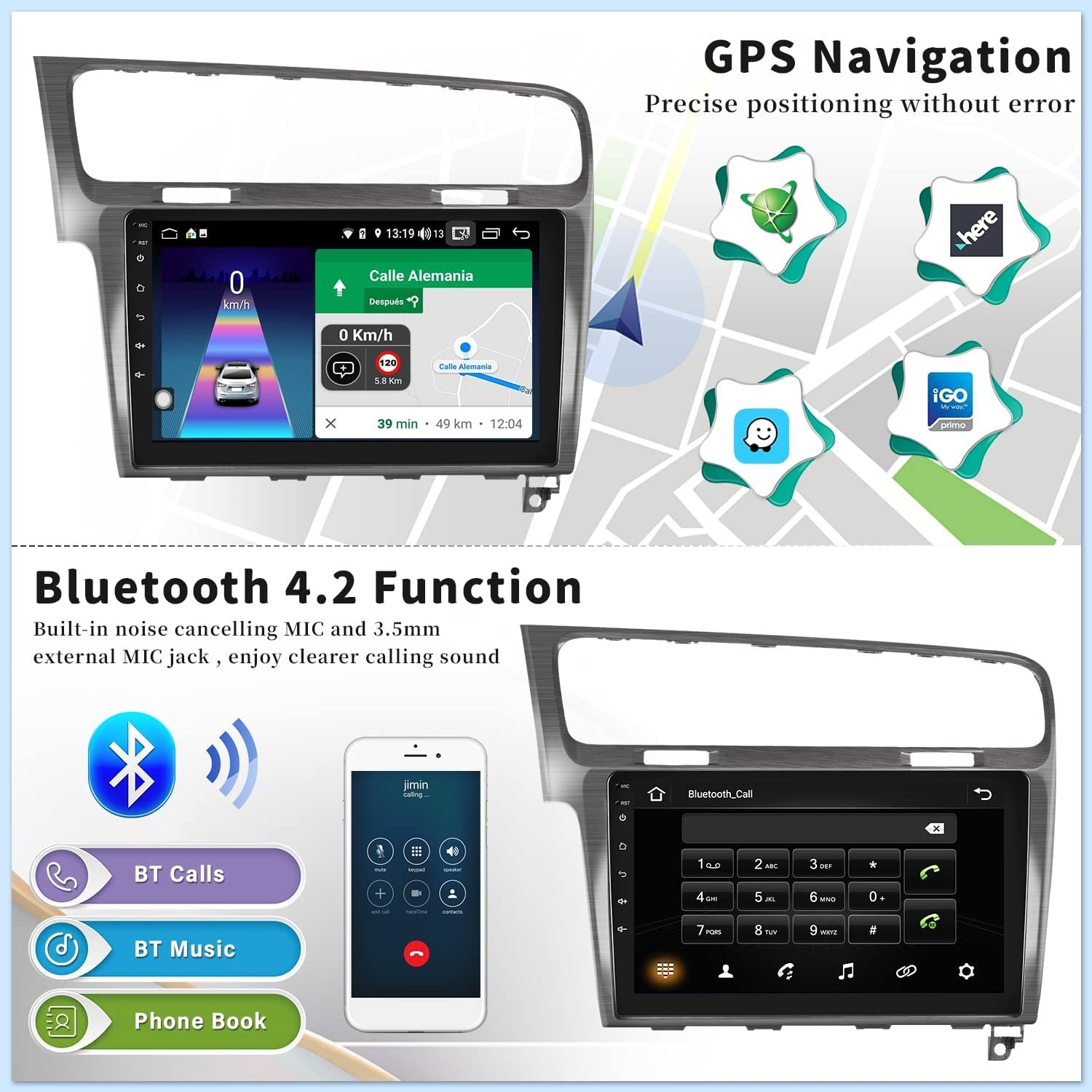 Podofo 10.1'' Android Car Radio For Volkswagen Golf 2013-2018 Autoradio Carplay Android Auto GPS Wifi Hifi Audio FM RDS