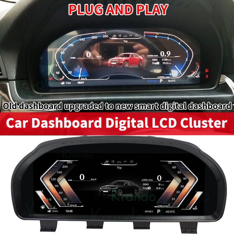 Krando 12.3" Digital Instrument Cluster for BMW 5 Series F10 F11 F18 2009 - 2019 Meter Instrument Cockpit Display LINUX System