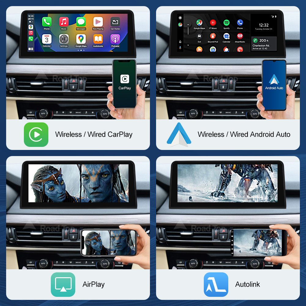 Road Top 1920*720 Resolution Display Stereo GPS Navigation Car Radio 10.2/12.3 Linux Carplay Screen For BMW X5 F15 2014-2016 NBT