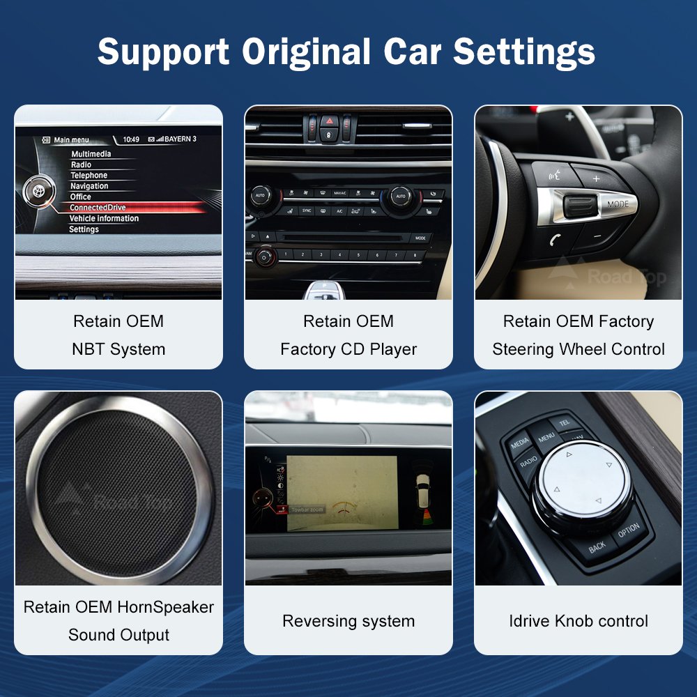 Road Top 1920*720 Resolution Display Stereo GPS Navigation Car Radio 10.2/12.3 Linux Carplay Screen For BMW X5 F15 2014-2016 NBT