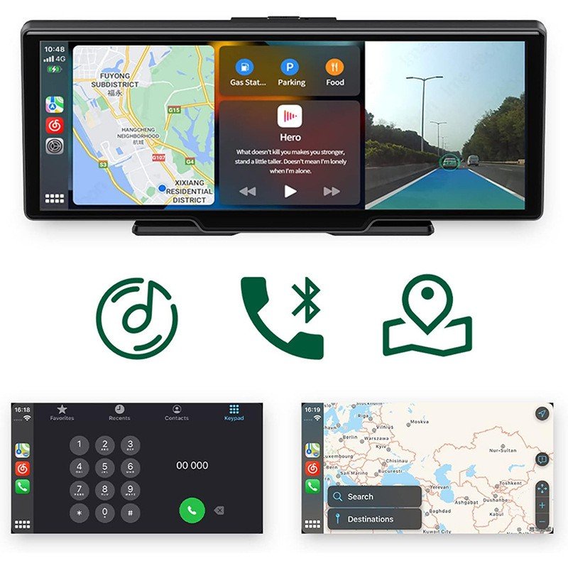 10.26 Inch Smart Screen Car Radio Video Wireless Android Auto Carplay Dashcam Dashboard Dvd Player Car Mp5 Player With Camera
