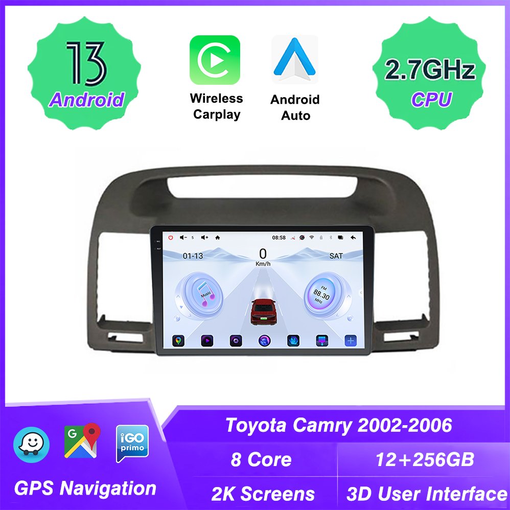 2 din android 13 radio 2000*1200 Multimedia Video Player for Toyota Camry 5 VX 30 2001 - 2006 gps navigation Carplay head unit