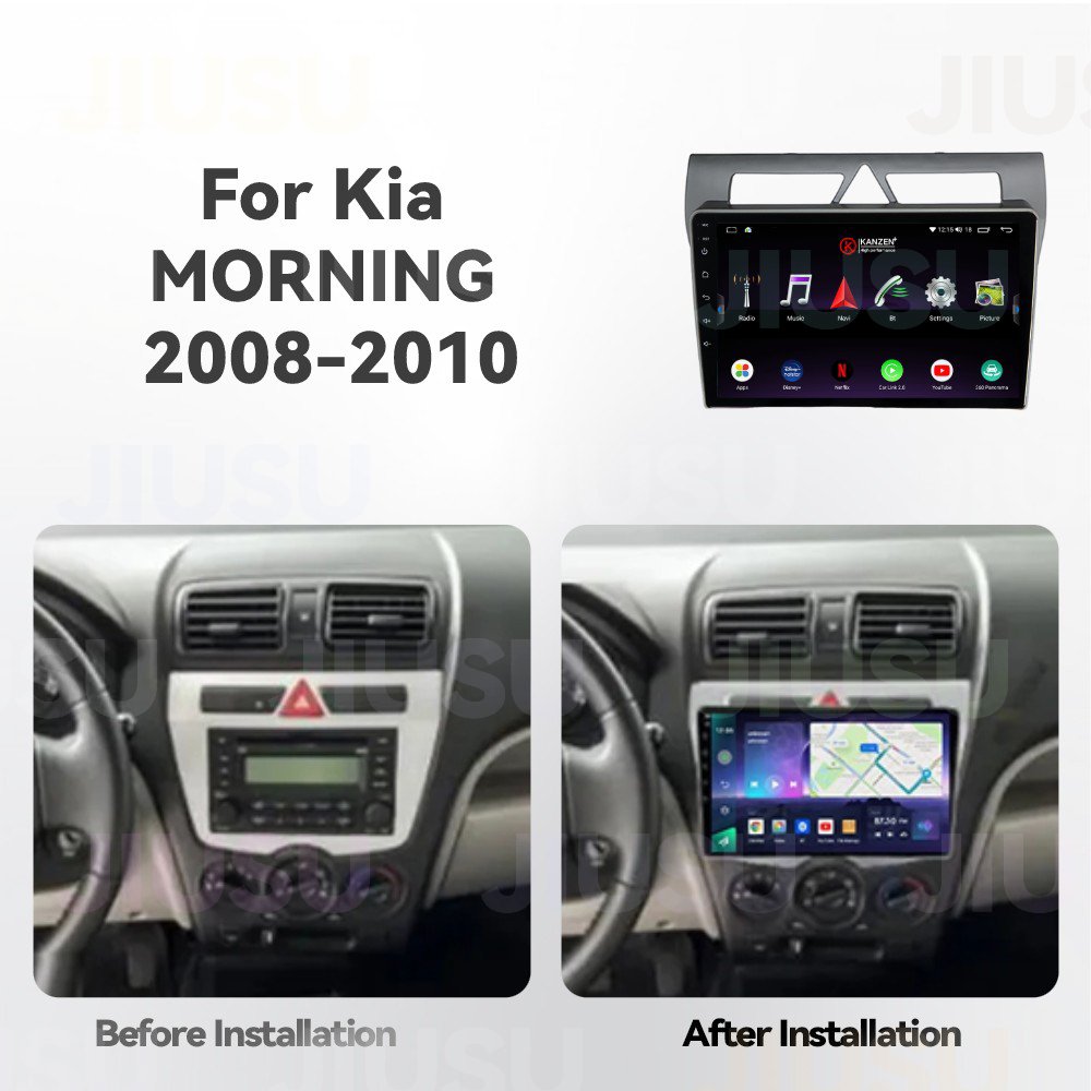 Android 12 Car Radio GPS DVD Player Stereo Multimedia Audio System for Kia Morning Picanto 2008-2010 Silver with Carplay DSP DAB