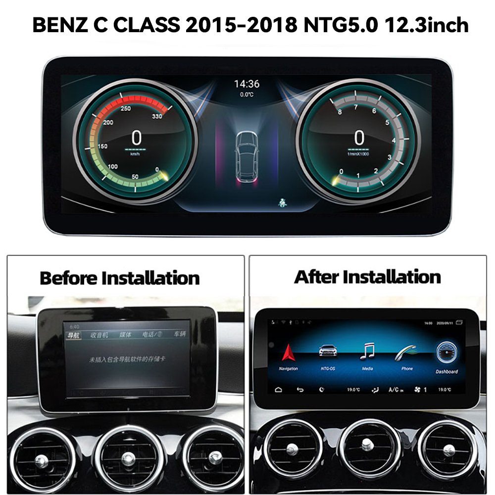 Qualcomm 668S Android 12 Car Radio GPS Navigation DVD Player Stereo Multimedia Audio System for Benz C Class 2015-2019 W205