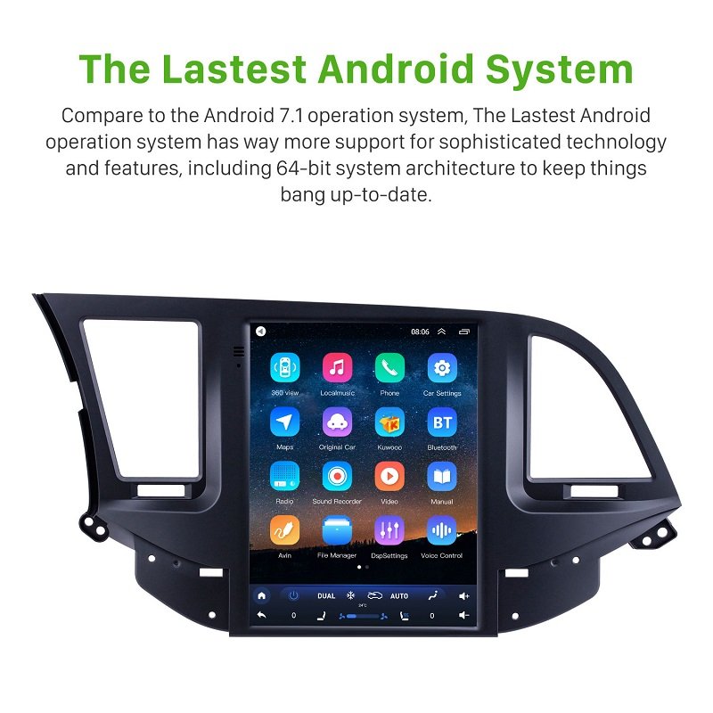 Android 10.0 9.7 Inch Radio With HD Touchscreen GPS Navigation System Carplay TPMS For 2016 Hyundai Elantra