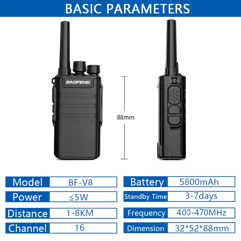 Wholesale Baofeng BF-V8A Radio Uhf Handheld Walkie Talkie Long Range Wireless Intercom Bf-v8 Dual Band Ham Radio BF-V8