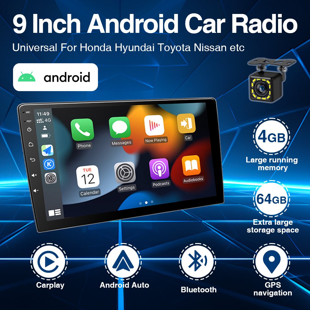 JMC Android 2din 9inch Car Radio BT FM RDS WIFI Navigation GPS 2.5D IPS Touch Screen For Universal Car Radio