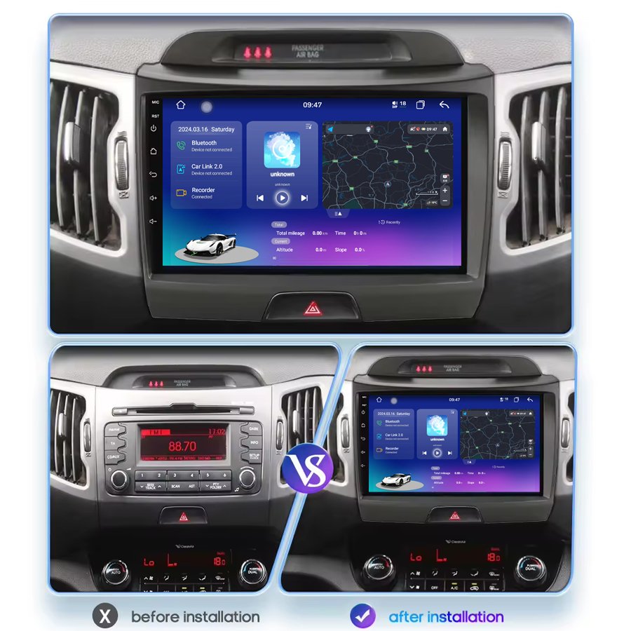 Android 13 8core 8+256gb Ips Dsp 2din Gps Wifi Car Radio Stereo For Kia Sportage 3 2010 2015 9inch Car Stereo