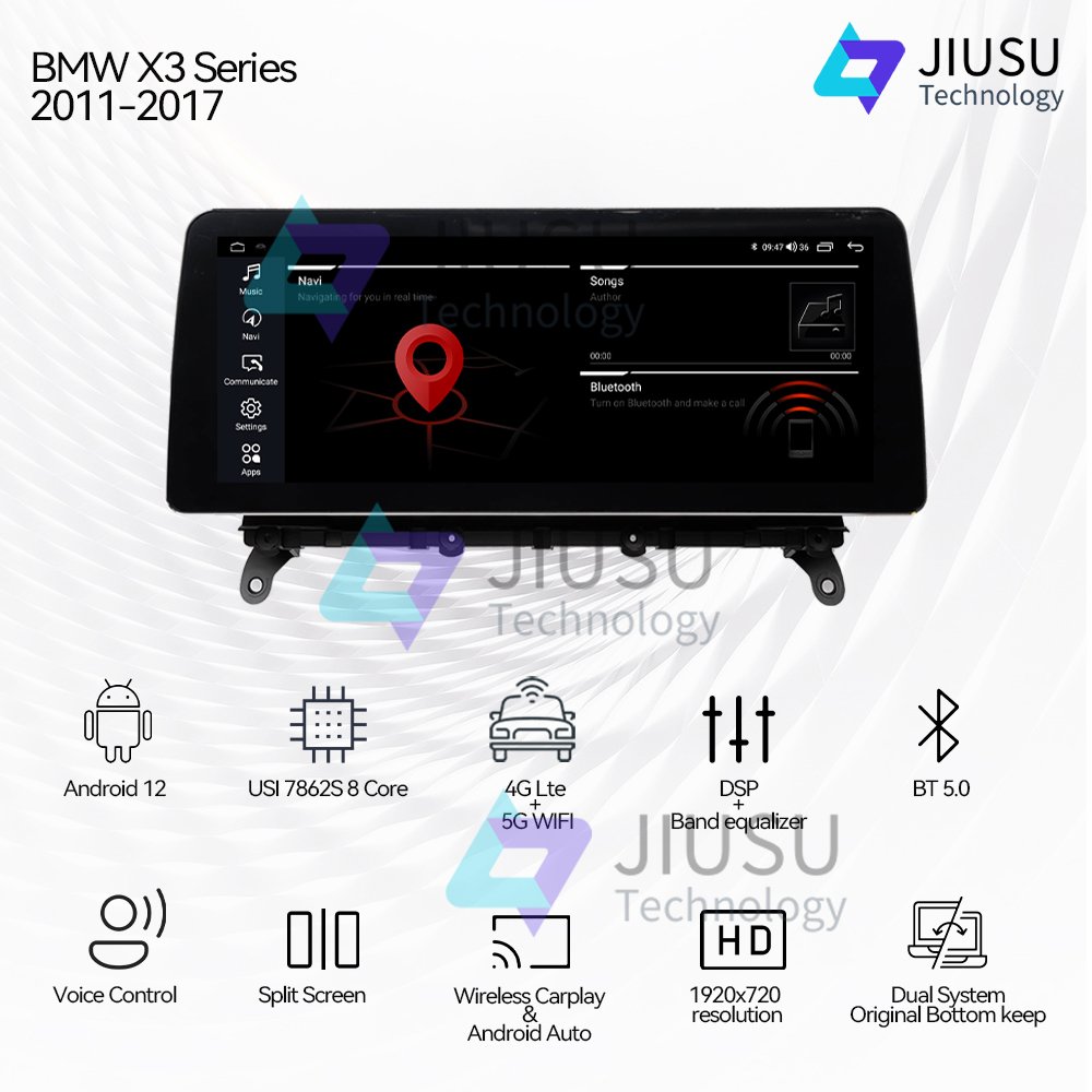 12.3'' Touch Screen Android Car Radio GPS Navigation DVD Player Stereo Multimedia System for BMW X3 F25 F26 2011-2017
