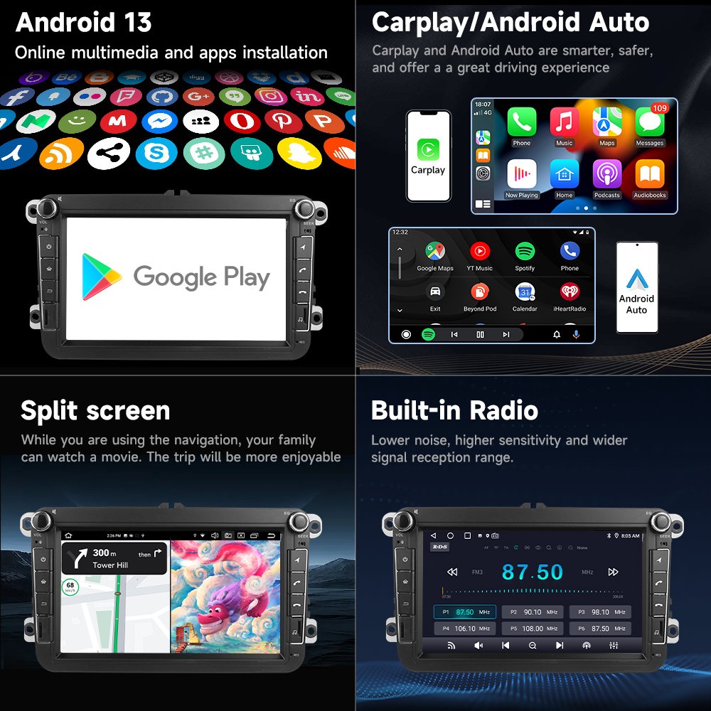 Cheap 8'' 2din Android 13.0 Car Radio GPS for VW Golf 5 6 Polo Sedan Passat B7 B6 Seat Tiguan EOS T5 Multimedia Player 2G+32G