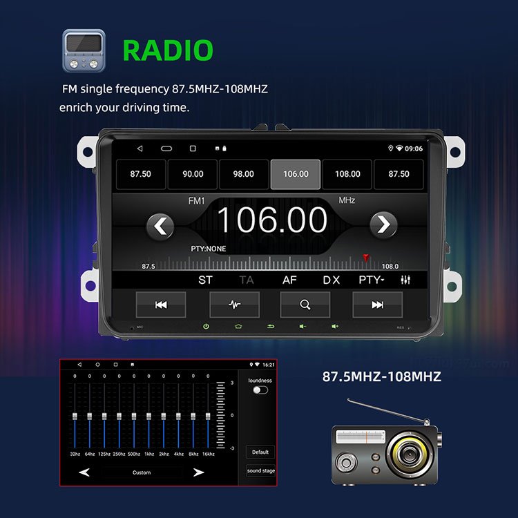 9inch Android 13 4+64G For VW Passt Golf Polo MK5/6 Caddy Amork wireless Carplay Car stereo Radio GPS WIFI BT
