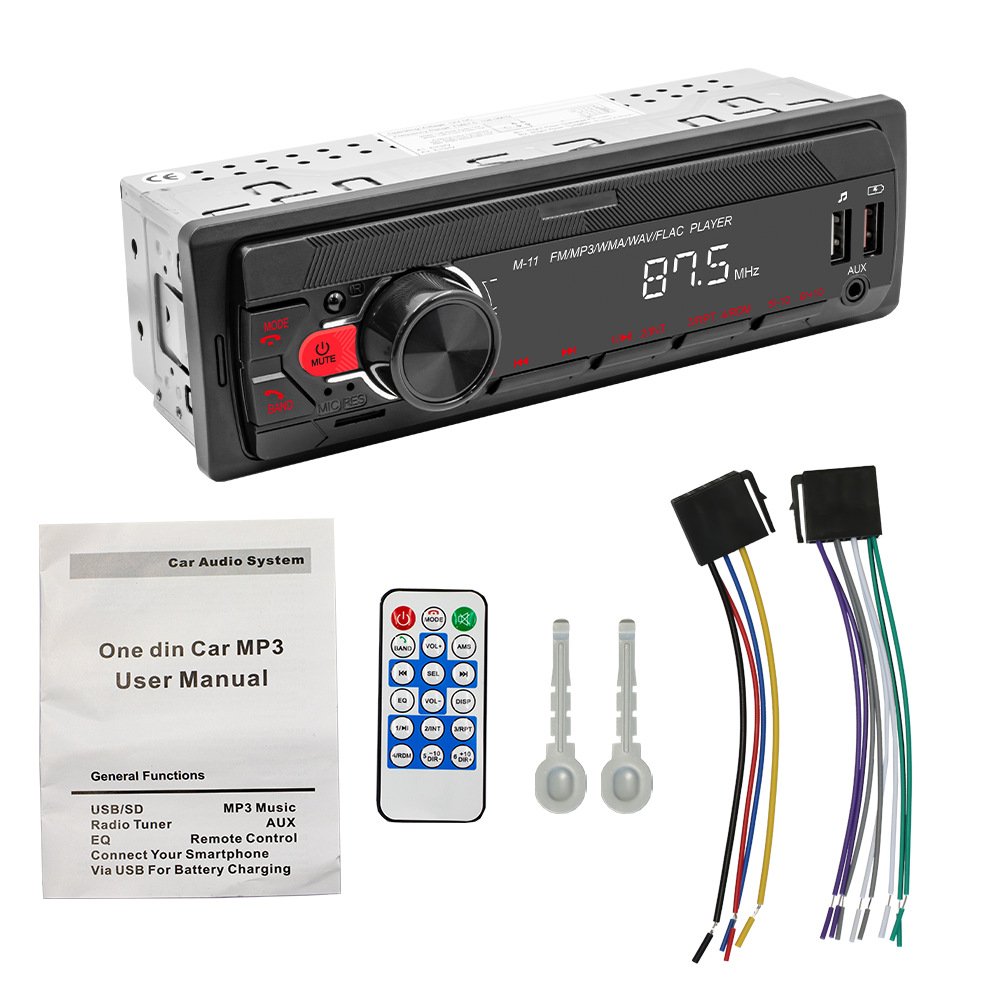 M11 Car Radio 12V FM radio with recorder for car dashboard stereo audio USB/SD AUX input ISO port BT M-11 MP3 player