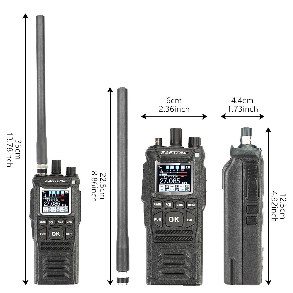 Zastone CB58 Handheld Walkie Talkie 27MHz CB Radio HAM 5W 12V all 240 CB channels 26 to 29MHZ FM AM Mode Citizen Band Radio