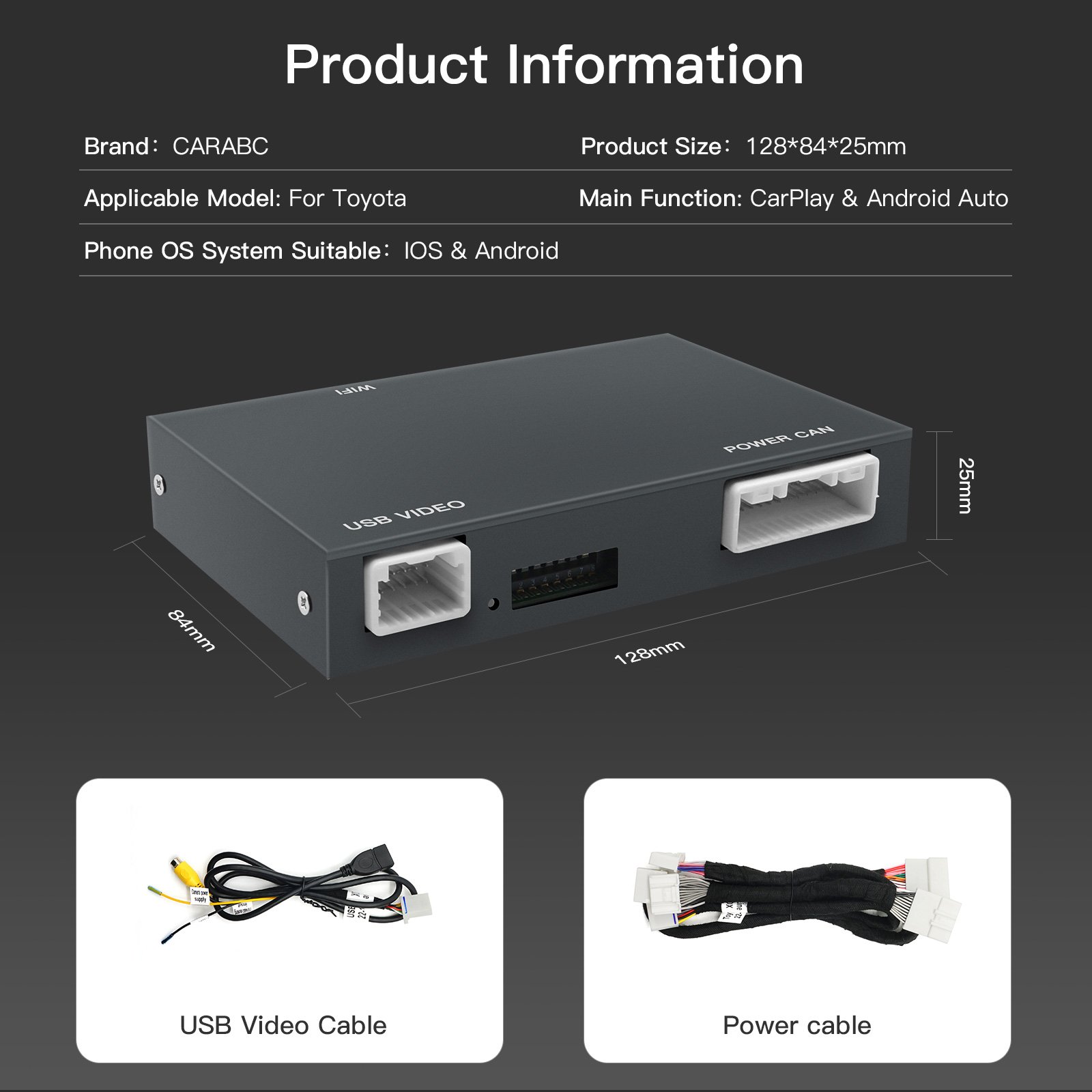 Carabc Wireless Apple Carplay Android Auto adapter For toyota car radio rav4 corolla verso camry auris Highlander