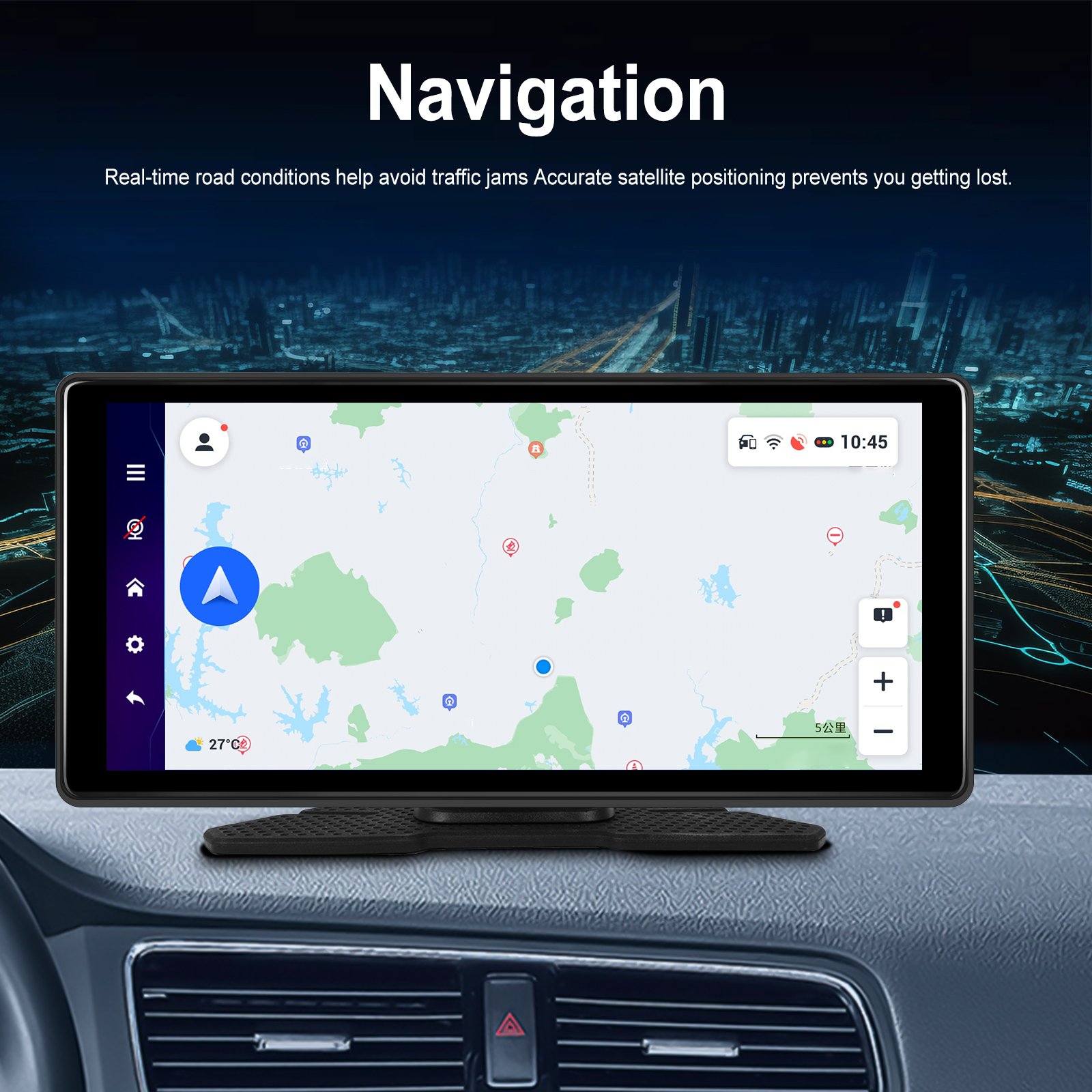 Podofo 10.36 Inch Autoradio Android Car Radio Portable Carplay Android Auto 4+64G GPS WIFI BT FM Airplay Support AHD Camera