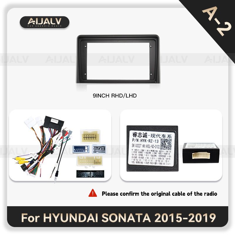 2 DIN 9 INCH/10 INCH android touch screen frame For HYUNDAI SONATA 9 2015-2019 Matten Black LHD/RHD car DVD player fascia frame