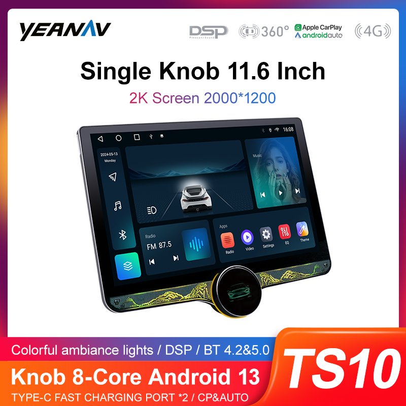 TS18 11.6 inch Android 2k knob 4G Sim Card DSP Car Radio Car Dvd Player Gps Navigation Carplay Auto Electronics Car Stereo