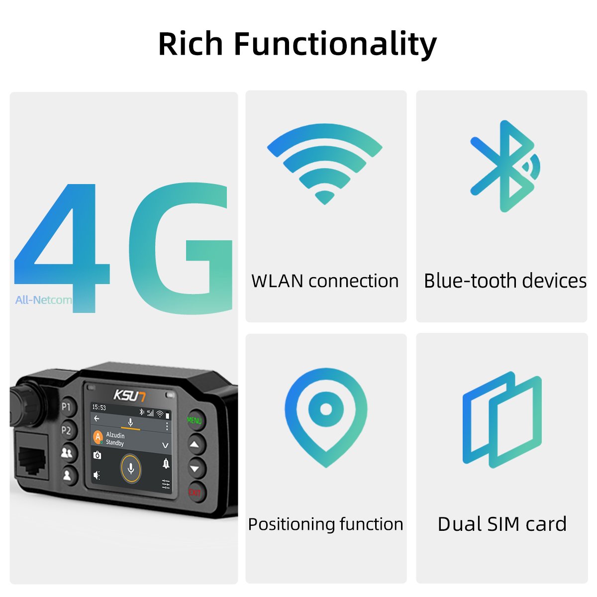KSUN ZL1200 WCDMA CDMA GSM Mobile Radio Station Two Way Radios Car Vehicle Station Radio Compatible with ZELLO APP