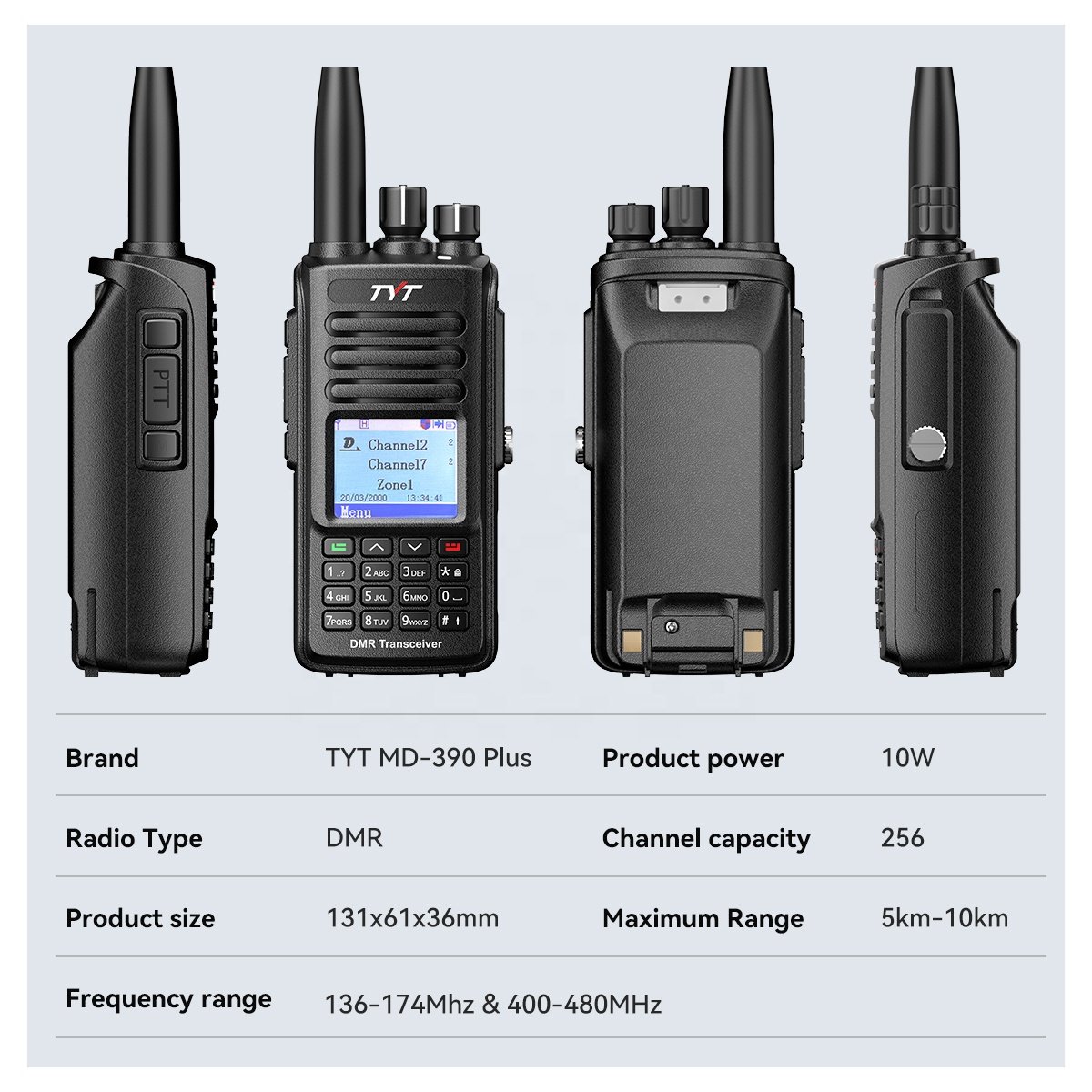 MD-UV390 TYT Handheld DMR Digital Mobile Radio Walkie Talkie UHF&VHF FM Interphone Two Way Radio for Business