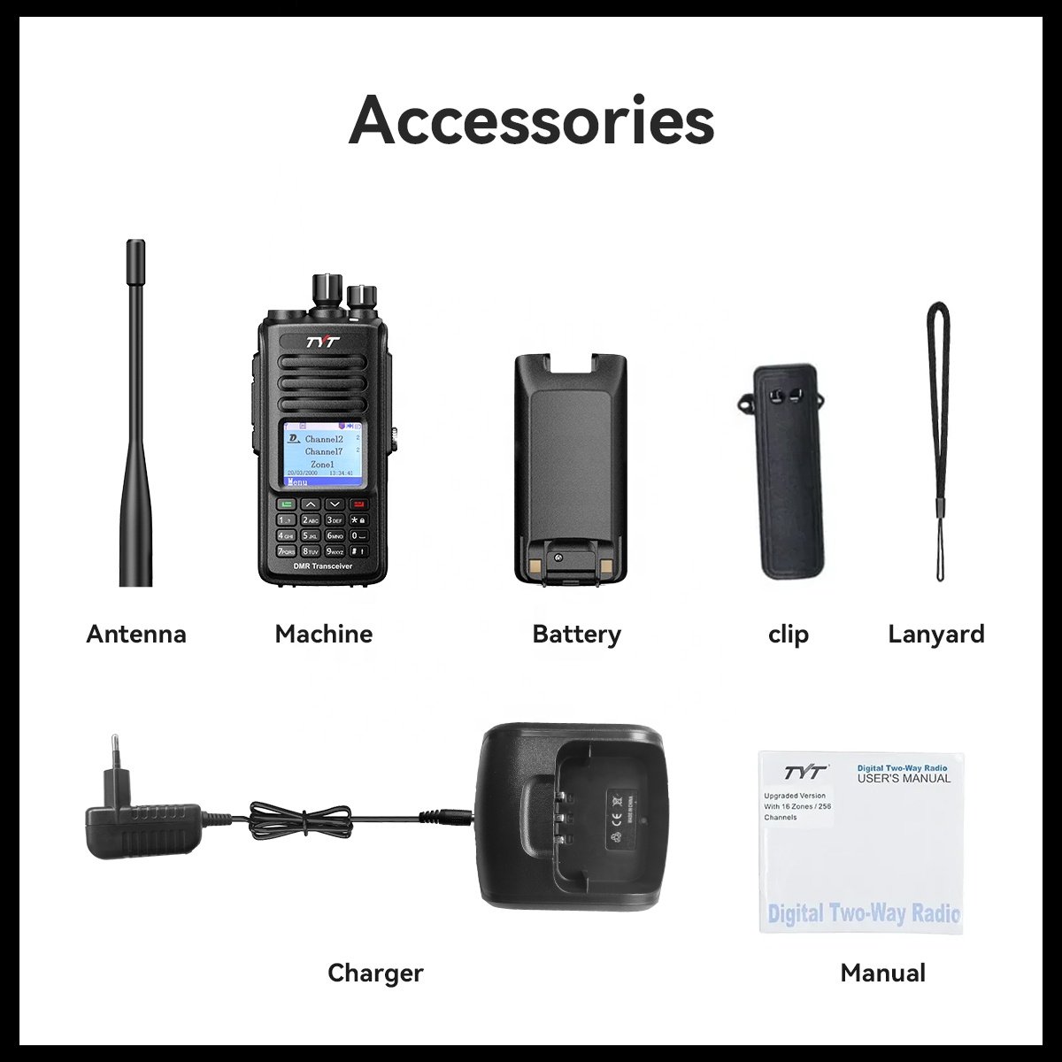MD-UV390 TYT Handheld DMR Digital Mobile Radio Walkie Talkie UHF&VHF FM Interphone Two Way Radio for Business