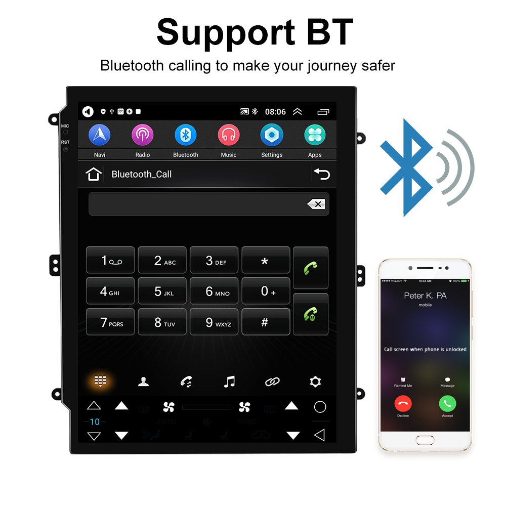 Podofo Double Din 9.7'' Android Wireless Carplay Car Radio For Ford Mondeo 2011 2012 2013 WIFI GPS BT HIFI FM RDS Car Stereo