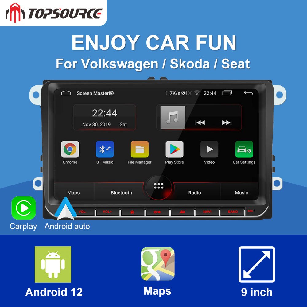 Europe Spain Warehouse DDP Android12 Golf Polo Tiguan Passat b6 SEAT leon Skoda yeti Octavia Multimedia player 2 Din Car Radio