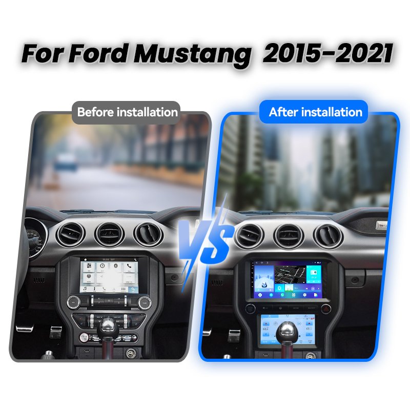 Dual-screen interactive 9 Inch Car Radio Frame Android Radio DVD Player Frame Panel For Ford Mustang 2015-2021