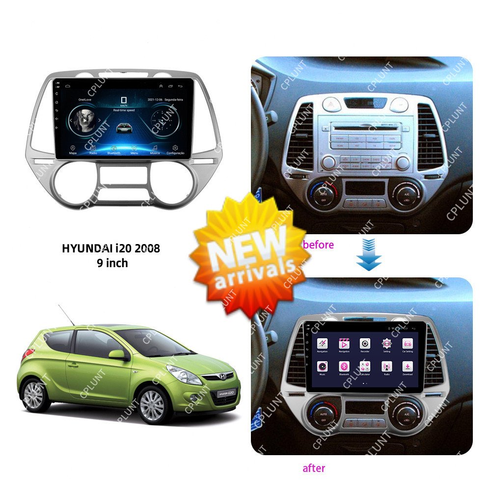 Car DVD Player Frame For HYUNDAI I20 2008 9INCH Touch screen Android radio Farme stereo