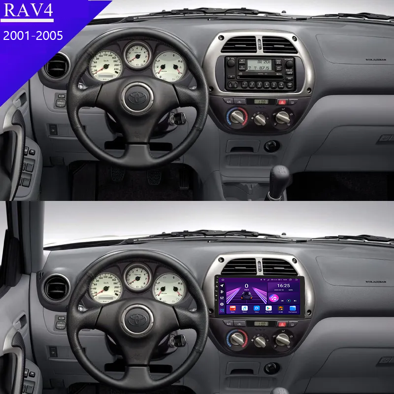 2 din android Radio Stereo multimedia player gps navigation carplay android For Toyota RAV4 2001-2005 youtube WIFI 4G DSP