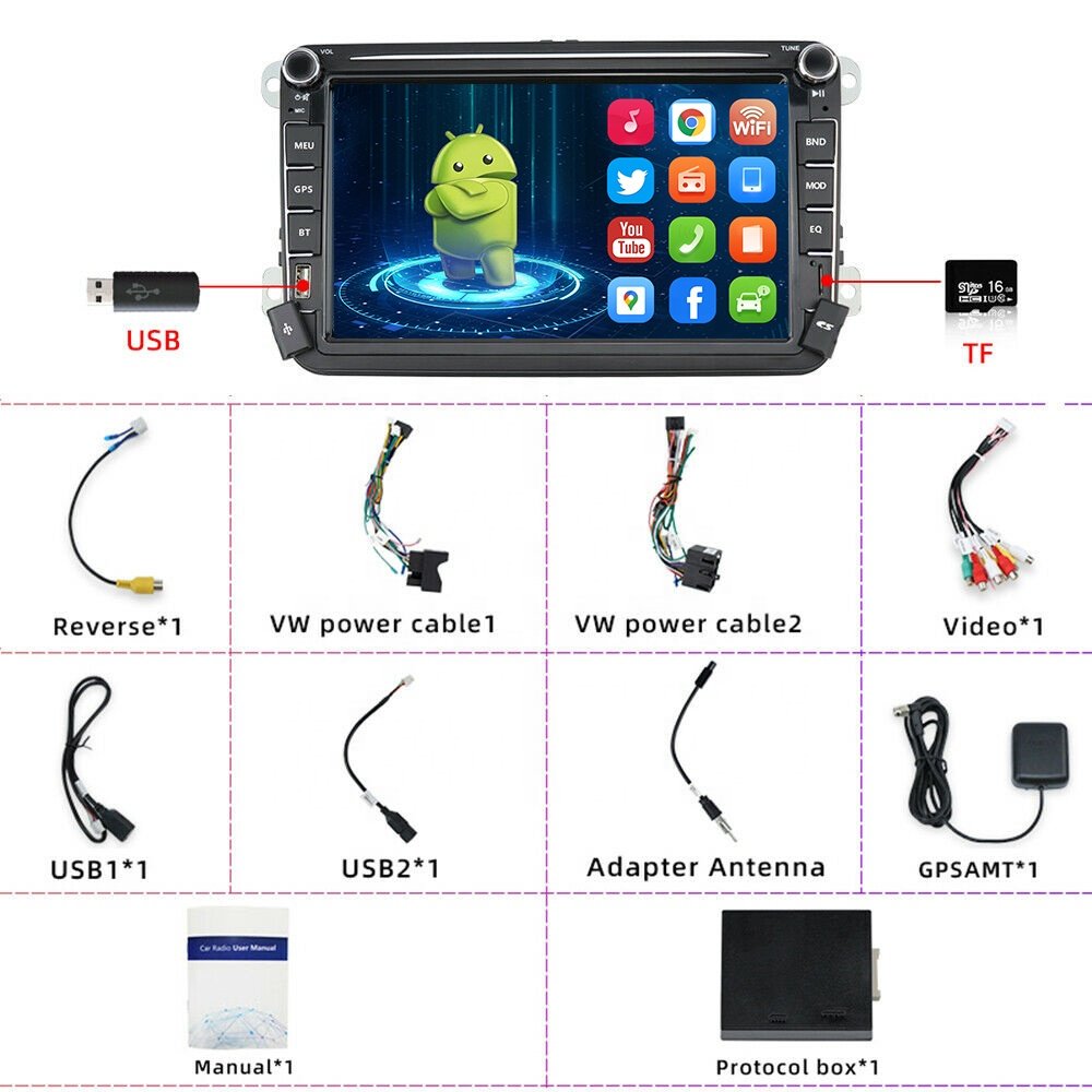 Jmance 8 inch headunit 2+32GB Mirror Link BT Wifi DSP RDS 2Din Android Car Radio For Volkswagen/VW/PASSAT/POLO/GOLF 5 6/TOURAN